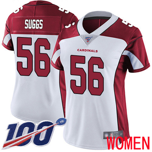 Arizona Cardinals Limited White Women Terrell Suggs Road Jersey NFL Football #56 100th Season Vapor Untouchable